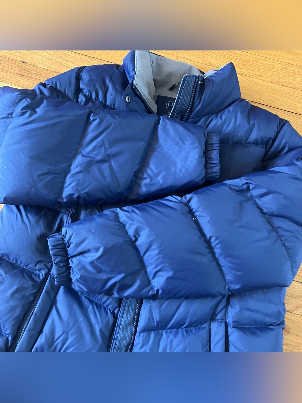 L.L. Bean Navy Blue Goose Down Classic Winter Quilted Nylon Puffer Jacket Large - Picture 6 of 12